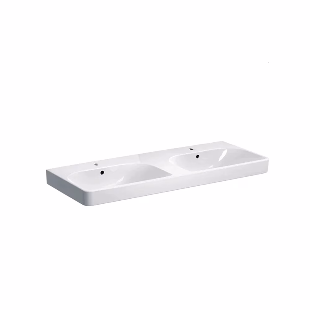 Geberit Smyle Double Washbasin White W 2 Trap Hole