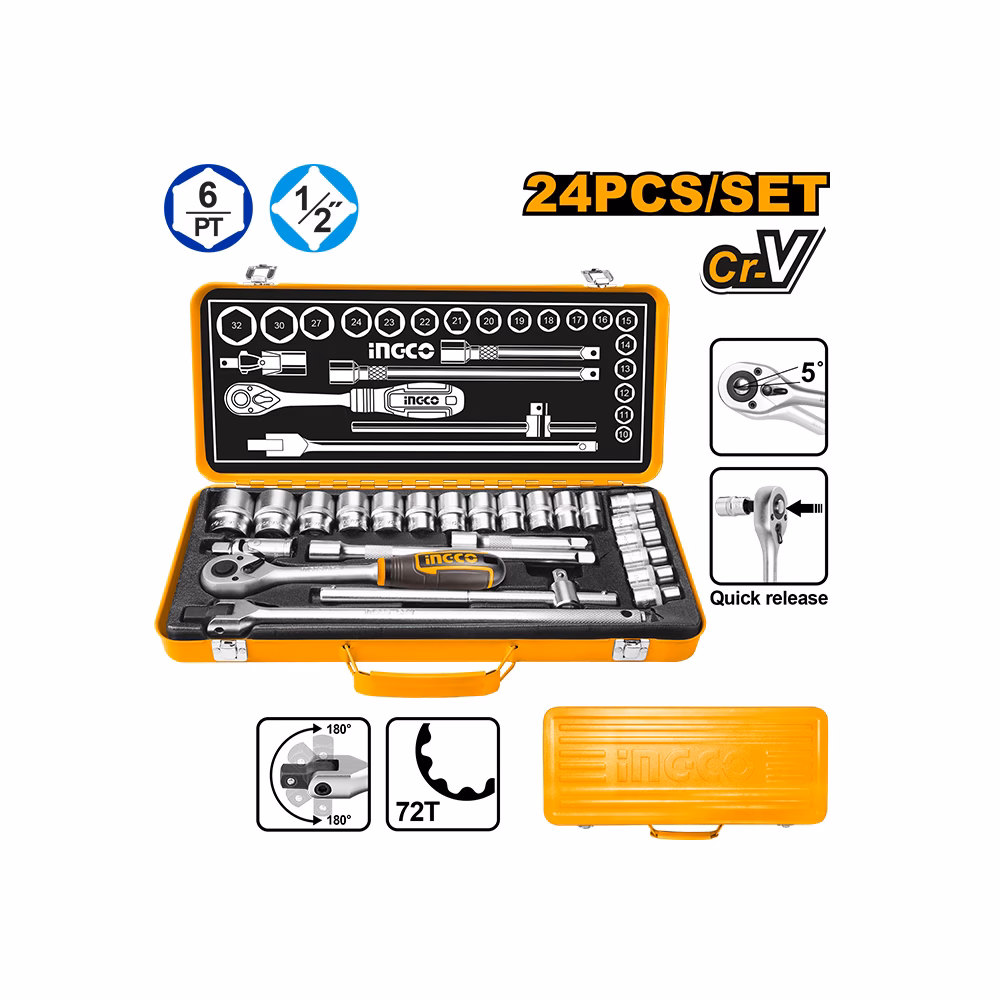 Ingco 24pcs 1-2in Socket Set