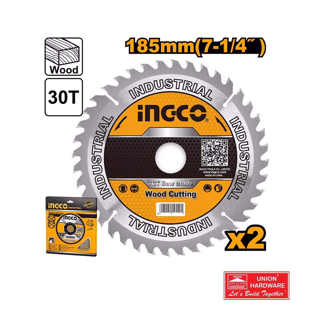 INGCO 2PCS SET TCT SAW BLADE 185MM