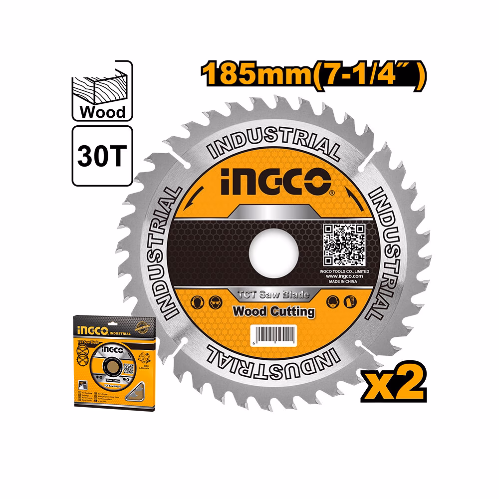 Ingco 2pcs Set Tct Saw Blade 185mm