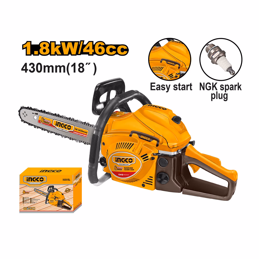 Ingco Gasoline Chain Saw 46cc 18in