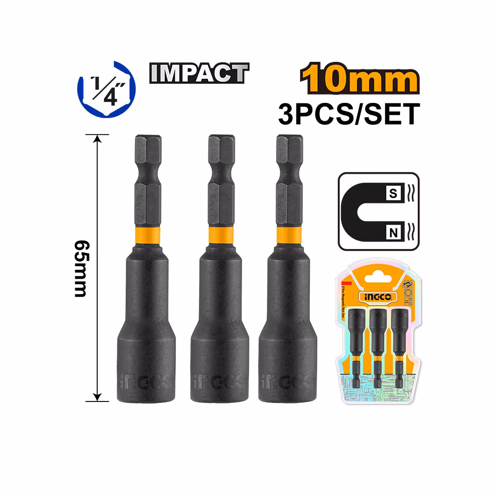 Ingco Magnetic Nut Set 10mm 3pcs