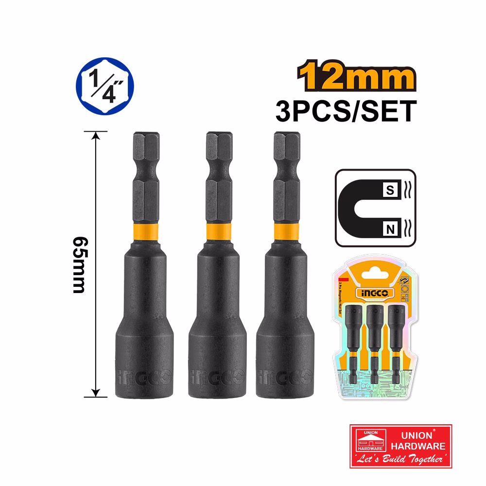 INGCO MAGNETIC NUT SET 12MM 3PCS