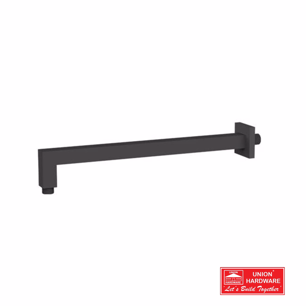 MES ROUND SHOWER ARM BLK 400MM