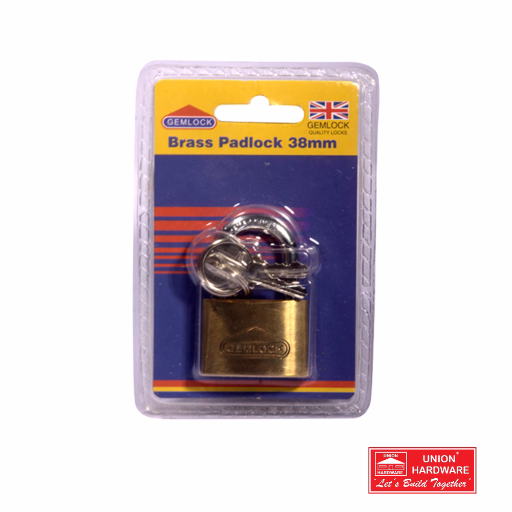 PADLOCK GEMLOCK BRASS 38MM