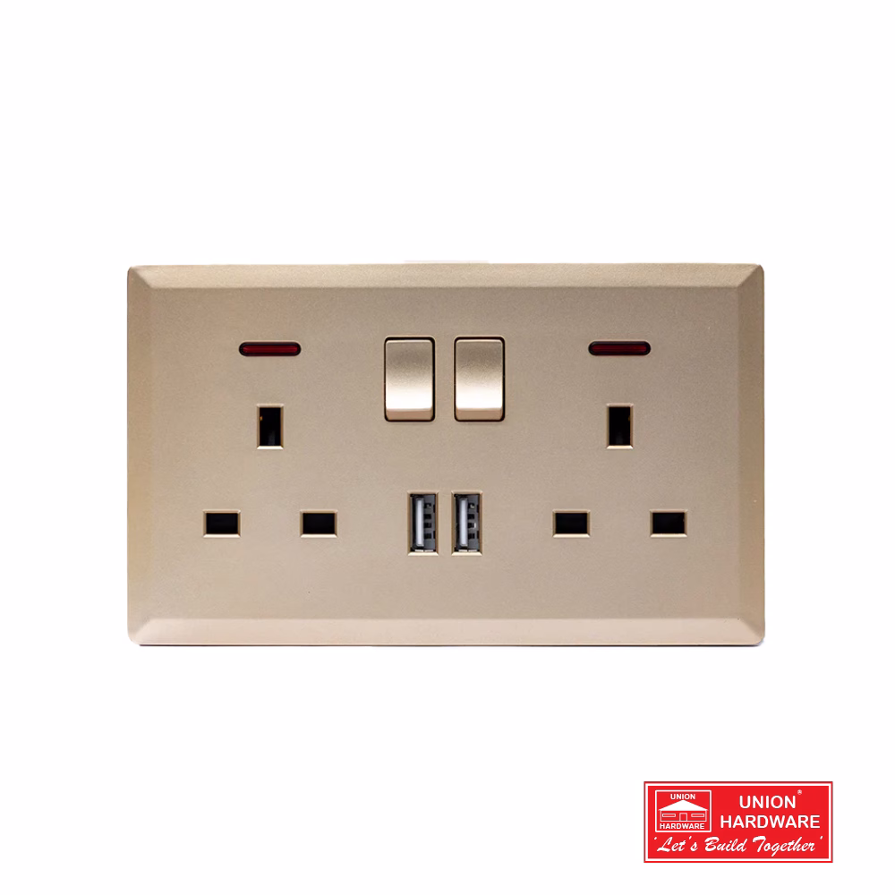 SWITCH DOUBLE 13A SOCKET WITH 2USB PORT