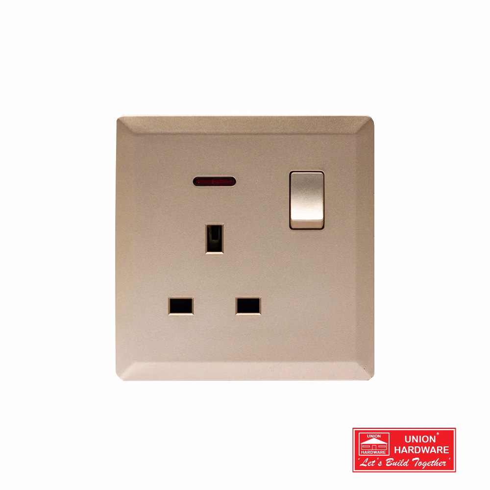 SWITCHED 13A SOCKET WITH NEON GOLD
