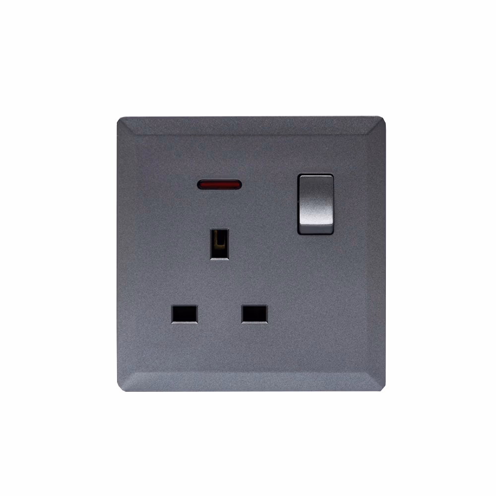 Switched 13a Socket With Neon Silver