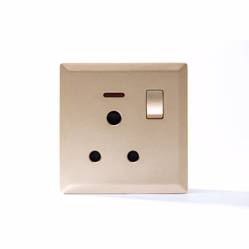 Switched 15a Socket With Neon Gold