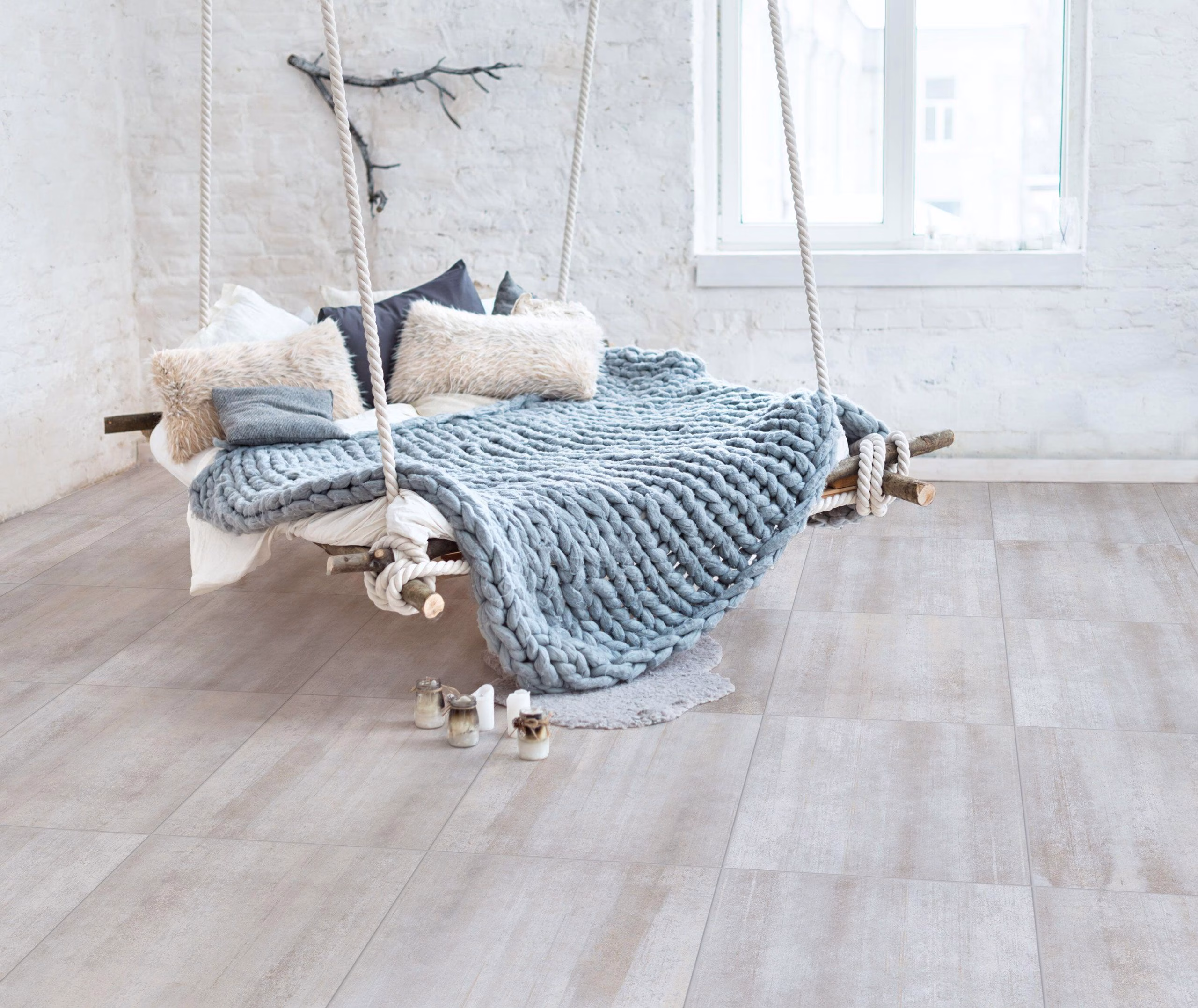 TILE CONCRETE WOOD GREY R 600X600 2.52M2