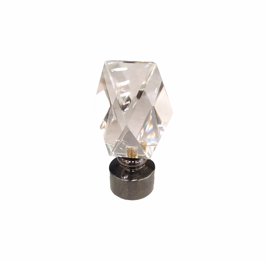UNION CURTAIN ROD FINIAL CRYSTAL BLACK