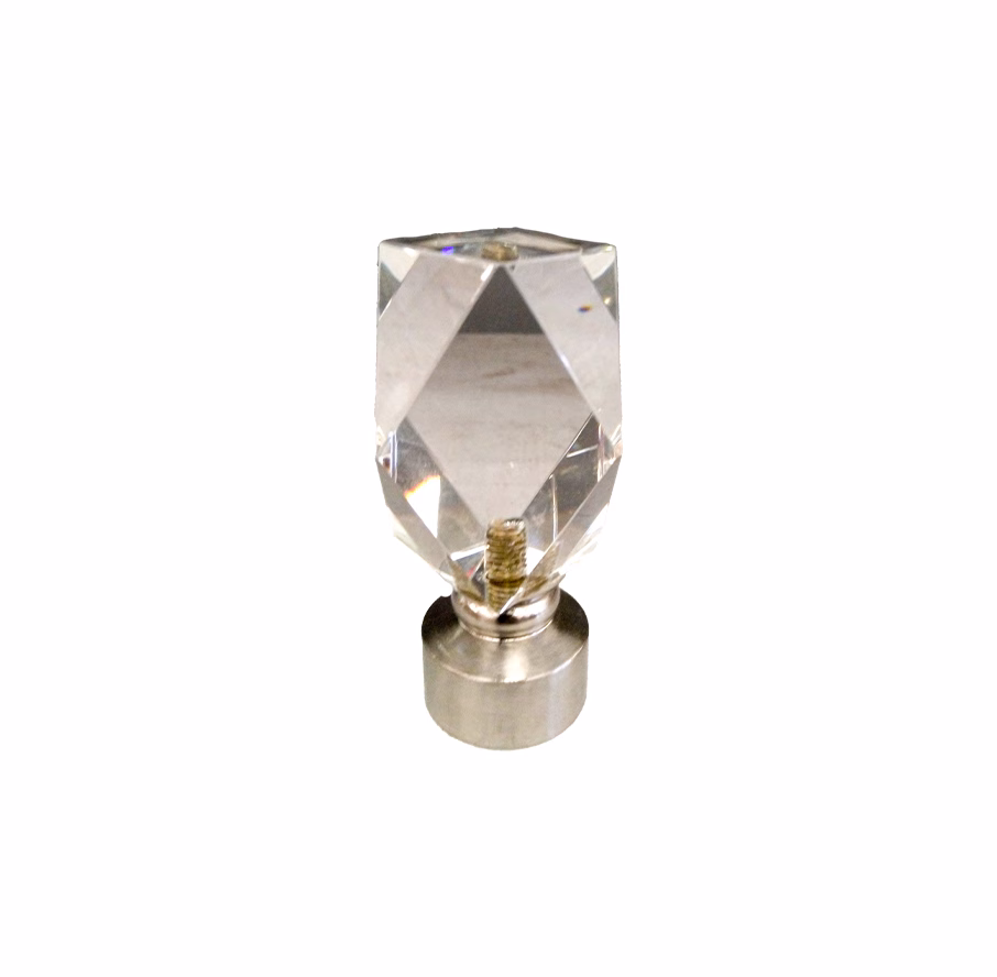 UNION CURTAIN ROD FINIAL CRYSTAL SILVER