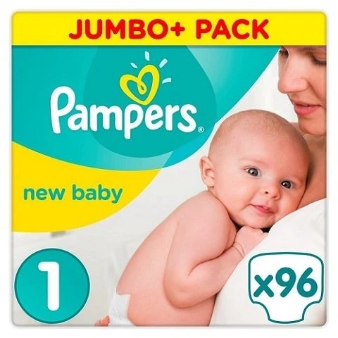 Pampers New Born Baby S1 Diapers Jumbo Pack - 96