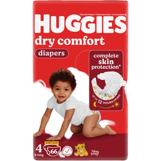Huggies Dry Comfort Nappies/Diapers Size 4 - 66 Pack
