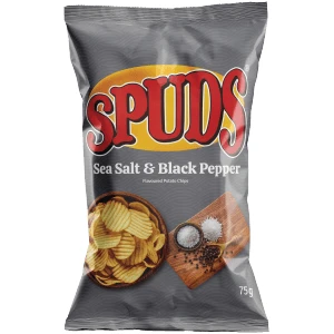 Spuds Sea Salt & Black Pepper Potato Crisps 75g