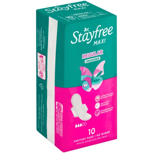 Stayfree Maxi Thick Pads Unscented Wings 10S