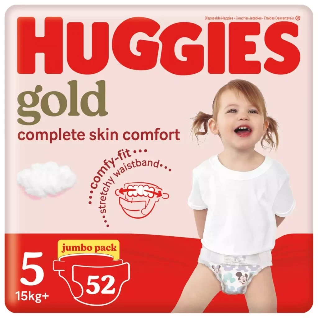 Huggies Gold Nappies/Diapers Jumbo Size 5 - 52 pack