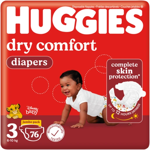Huggies Dry Comfort Nappies/Diapers Size 3 - 76 Pack