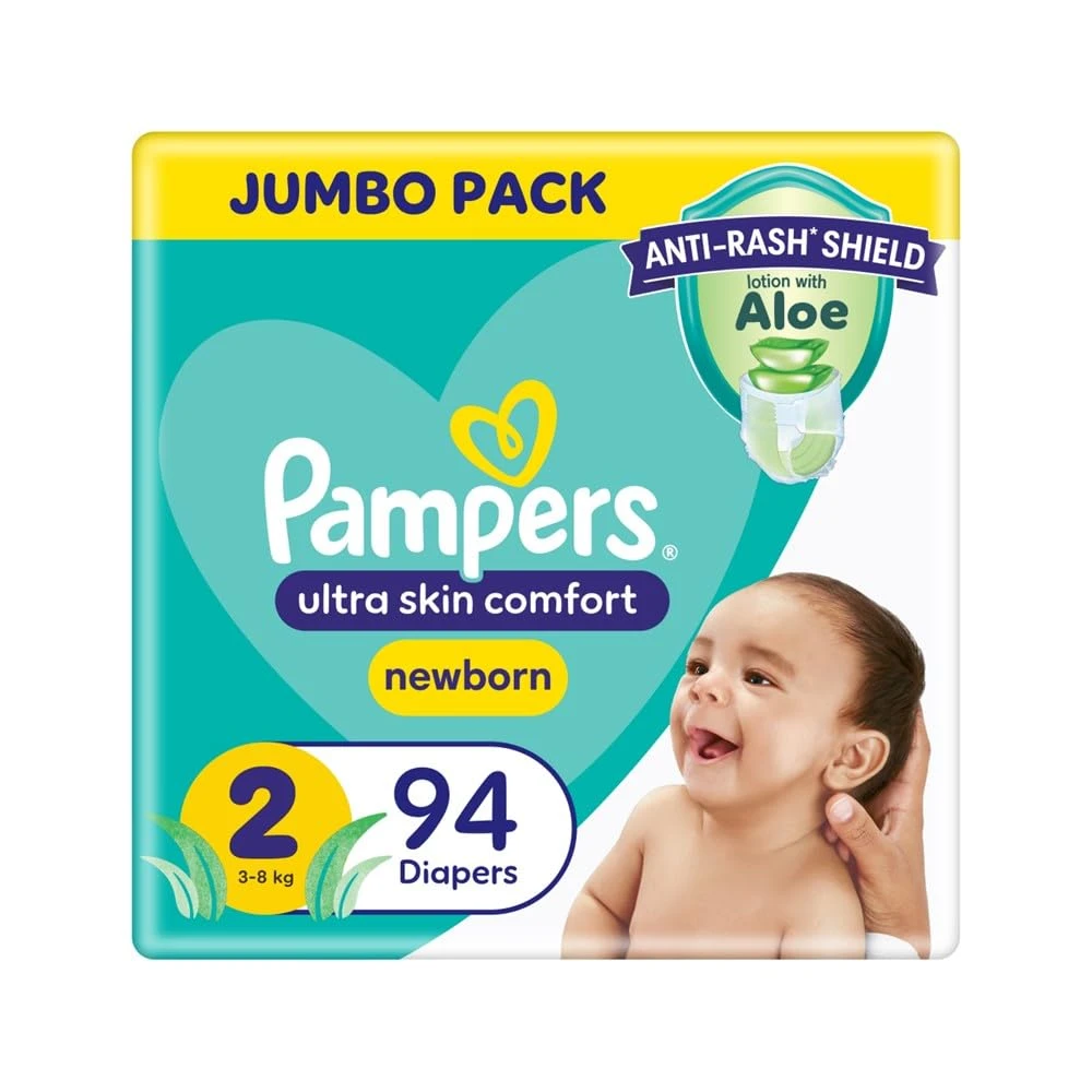 Pampers S2 New Born Baby Diapers Jumbo Pack - 94